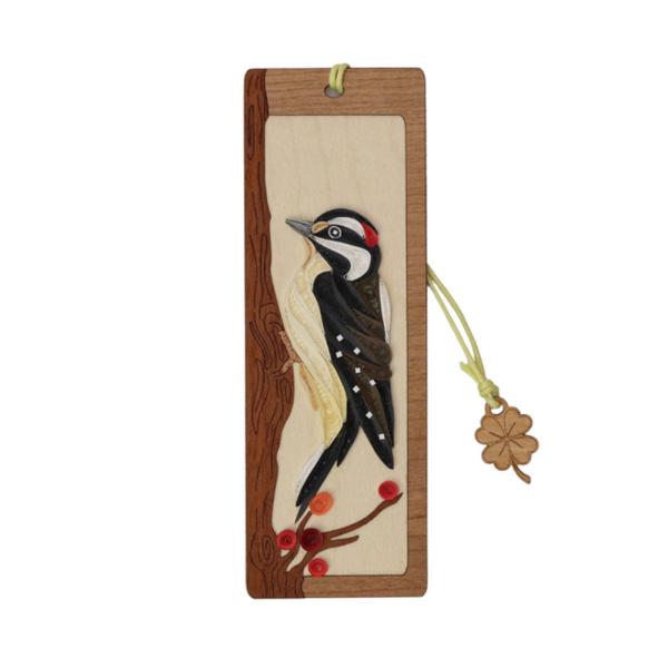 Downy Woodpecker Hand Quilled Bookmark