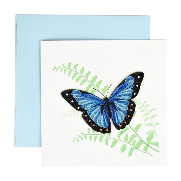 Blue Morpho Butterflies Quilled Card