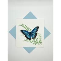 Blue Morpho Butterflies Quilled Card-PCQC10246