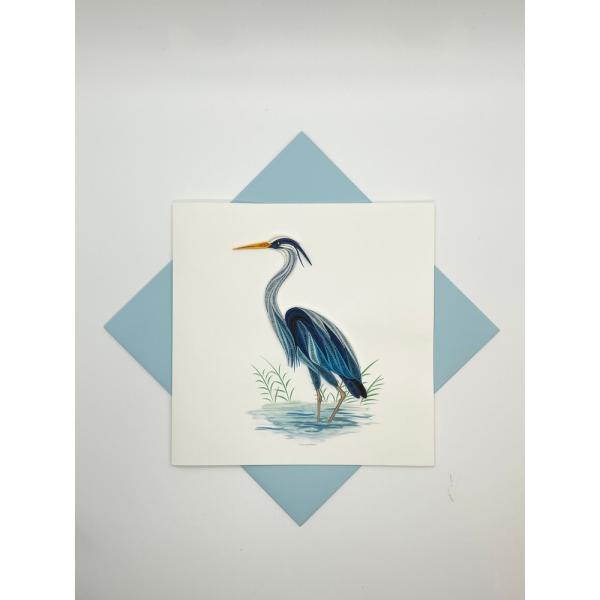 Blue Heron Quilled Card