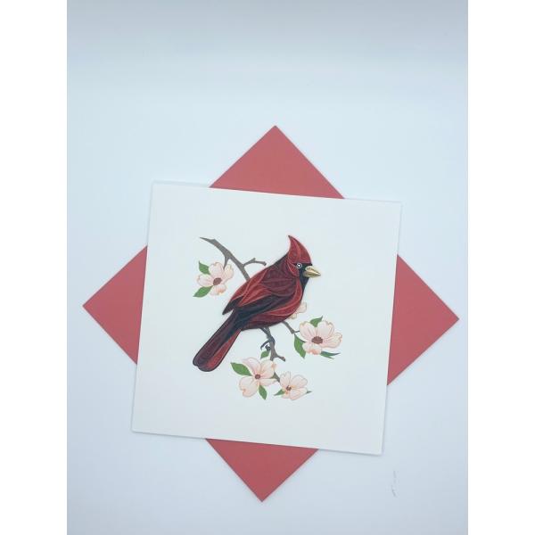 Male Quilled Cardinal Quilled Card