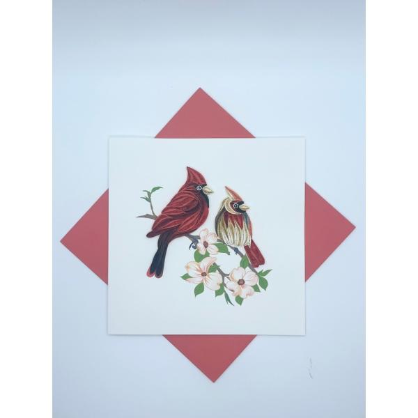 Male & Female Quilled Cardinal Quilled Card