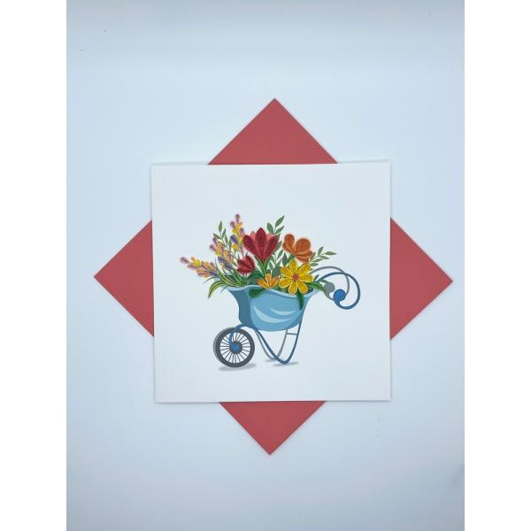 Wagon of Flowers Quilled Card