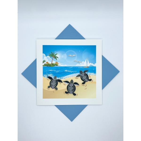 Baby Sea Turtles Quilled Card