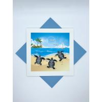 Baby Sea Turtles Quilled Card-PCQC10749