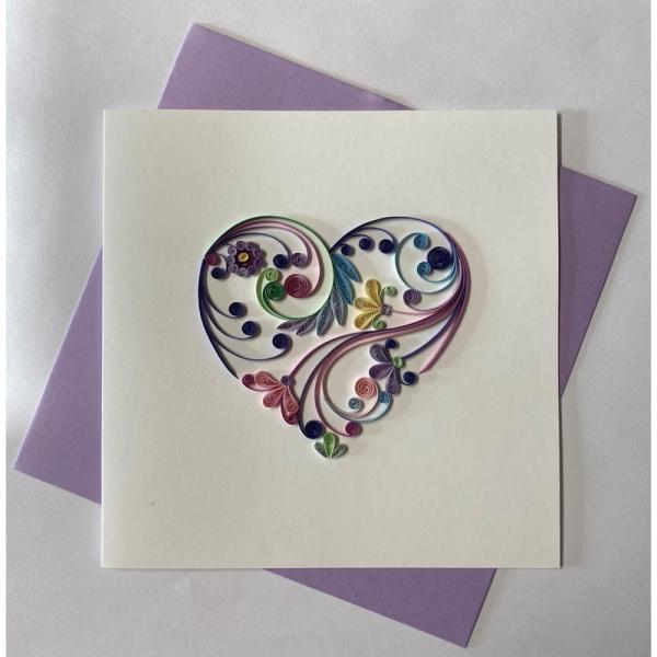 Multi-Color Heart Quilled Card