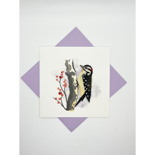 Downy Woodpecker Quilled Card