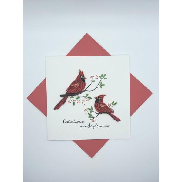 Cardinal Sympathy Quilled Card