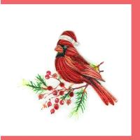 Santa Quilled Cardinal Quilled Card-PCQC12153