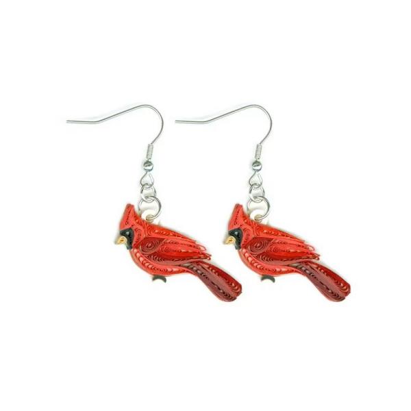 Cardinal Quilled Earrings