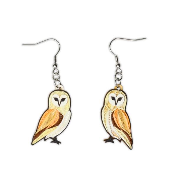 Barn Owl Quilled Earrings