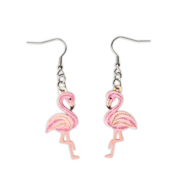 Flamingo Quilled Earrings