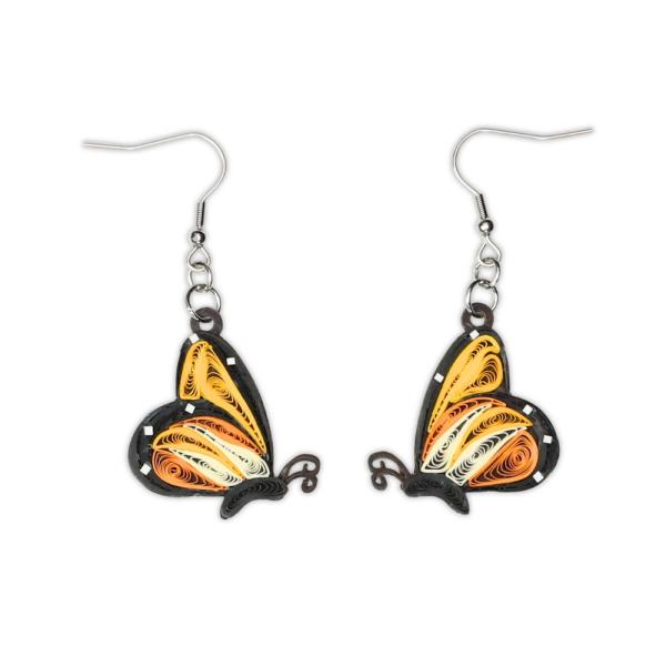 Monarch Butterfly Quilled Earrings