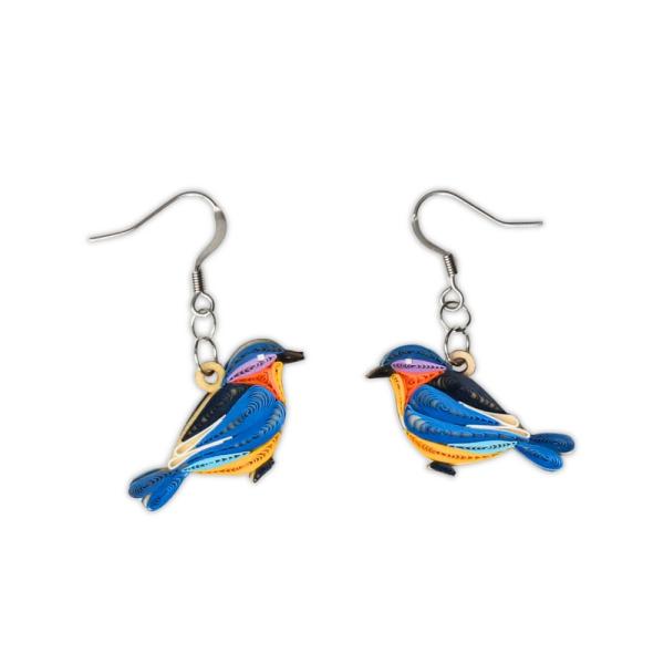 Bluebirds Quilled Earrings