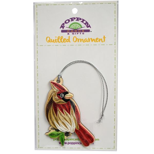 Female Cardinal Quilled Ornament