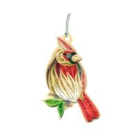 Female Cardinal Quilled Ornament-PCQO11180