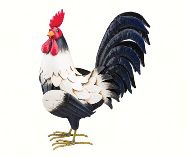 Black & White Rooster Decor 14 inch