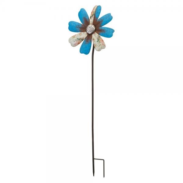 Rustic Flower Wind Spinner Blue