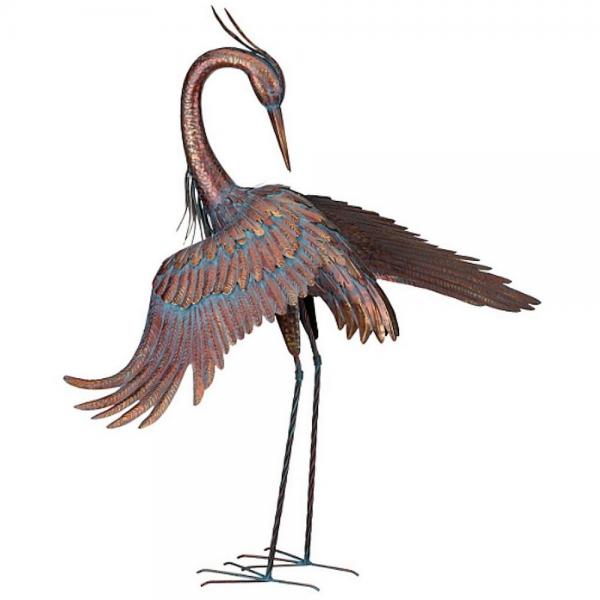 Copper Patina Heron 44 inch Preening