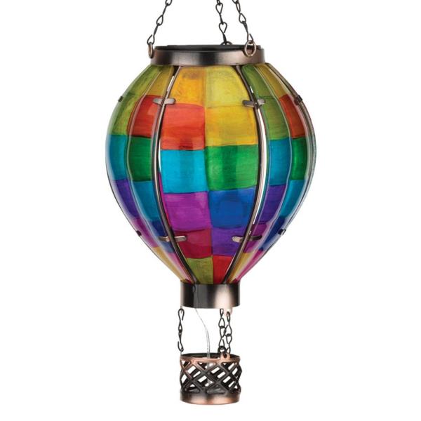 Hot Air Balloon Solar Lantern Small - Patchwork