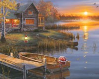 Autumn at the Lake LED Wall Art 24 inch x 16 inch-REP1781