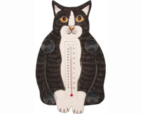 Fat Black & White Cat Small Window Thermometer-SE2170911