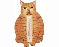 Fat Orange Tabby Cat Small Window Thermometer-SE2170912