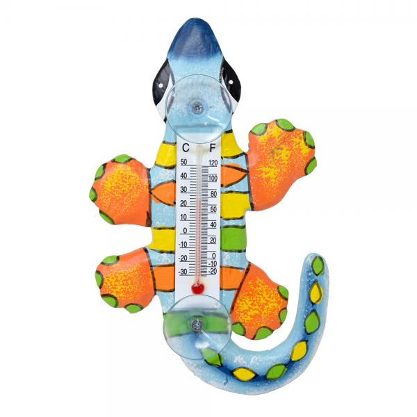 Climbing Multi Color Gecko Small Window Thermometer