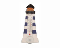 Blue & White Striped Lighthouse Small Window Thermometer-SE2177003