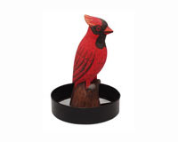 Sitting Cardinal Round Metal Tray bird feeder-SE3870223