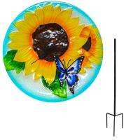 Blooming Sunflower Staked Bird Bath-SE5036