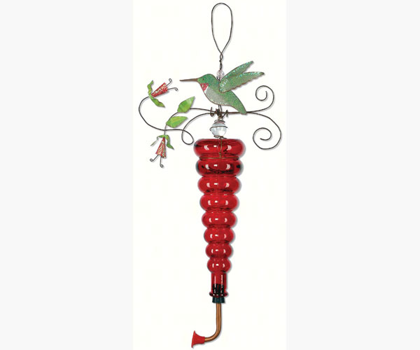Birds of a Feather Hummingbird Feeder with Red Bottle
