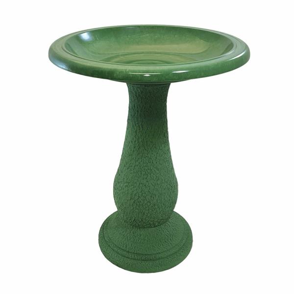 Kale Green Fiber Clay Bird Bath