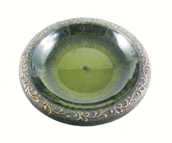 Light Green Gloss Bird Bowl with Matte Rim