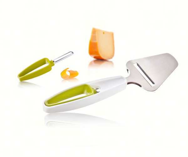 Plus Tools Cheese Slicer + Rind Peeler - White/Green