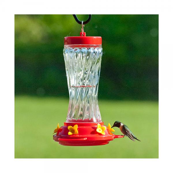 16 oz Swirl Glass Hummingbird Feeder