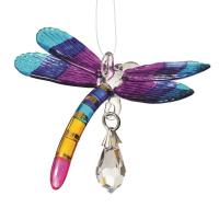 Fantasy Glass  Dragonfly Tropical Suncatcher-WOODCDTRP