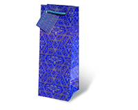 Printed Paper Wine Bottle Bag  - Blue Mystique-17094