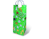 Printed Paper Wine Bottle Bag  - Holiday Contempo-17205