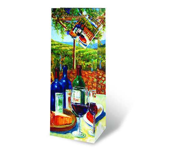 Printed Paper Wine Bottle Bag  - Wine Trellis