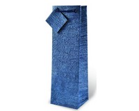 Handmade Paper Wine Bottle Bag  - Textured Blue-17436