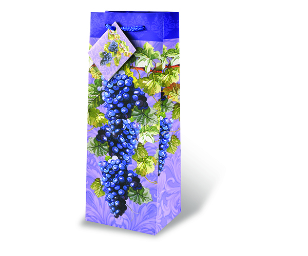 Printed Paper Wine Bottle Bag  - Fruit of the Vine