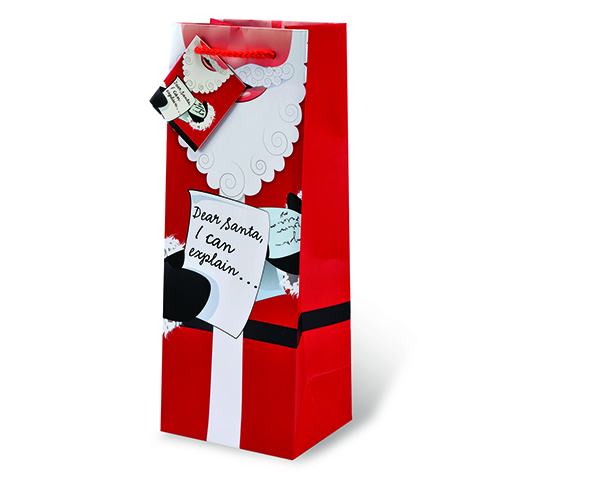 Printed Paper Wine Bottle Bag  - Santa I Can Explain