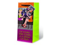 Printed Paper Wine Bottle Bag  - Wine Counts as a Serving of Fruit-17505