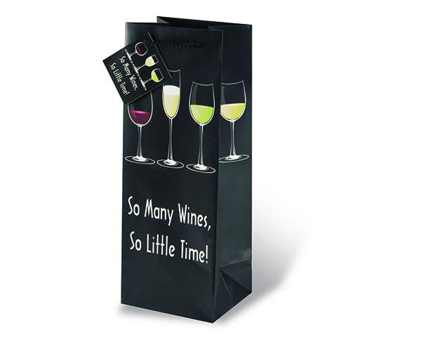 Printed Paper Wine Bottle Bag  - So Many Wines