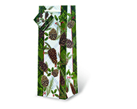 Printed Paper Wine Bottle Bag  - Pine Cones-17517
