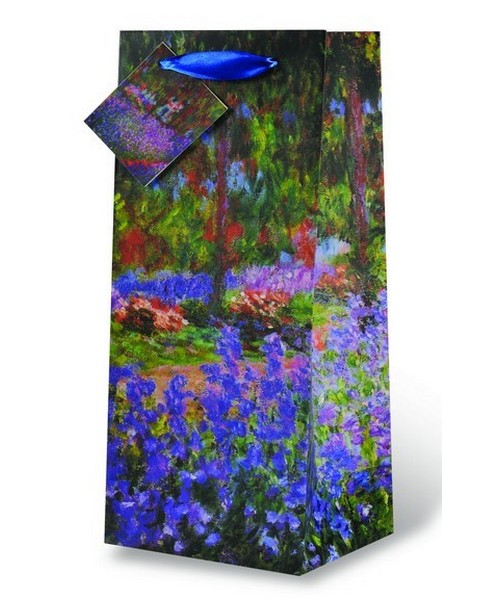 Printed Paper Wine Bottle Bag  - Monet Garden