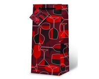 Printed Paper Wine Bottle Bag  - Crimson Glasses-17568