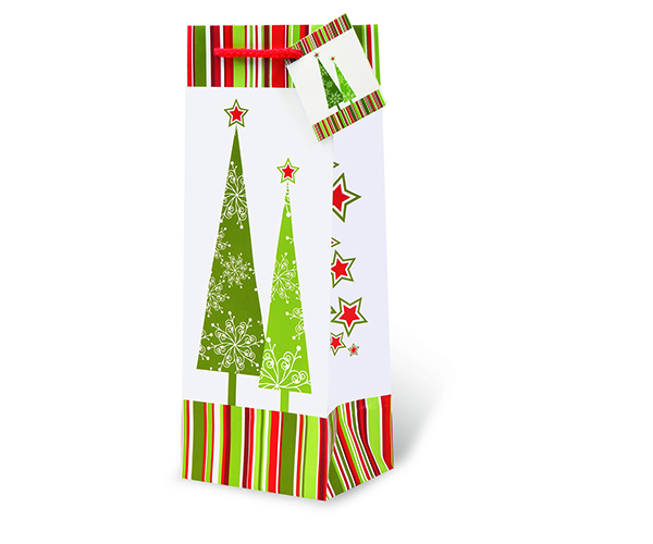 Printed Paper Wine Bottle Bag Starry Christmas