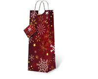 Printed Paper Wine Bottle Bag  - Gilded Snowflakes-17622